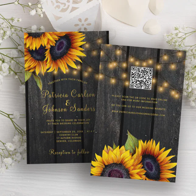 Budget rustic wedding QR CODE invitation | Zazzle