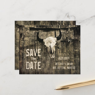 Budget Rustic Western Cow Skull Save The Date