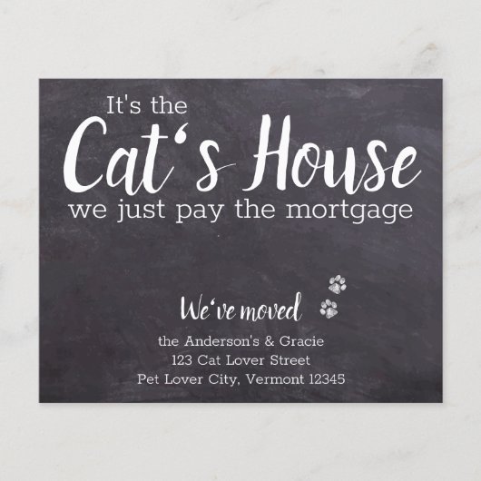 Budget Rustic We've Moved Cat Moving Announcement (Front)