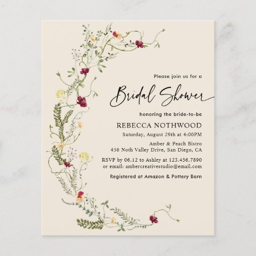 Budget Rustic Wildflower Bridal Shower Invitation Zazzle