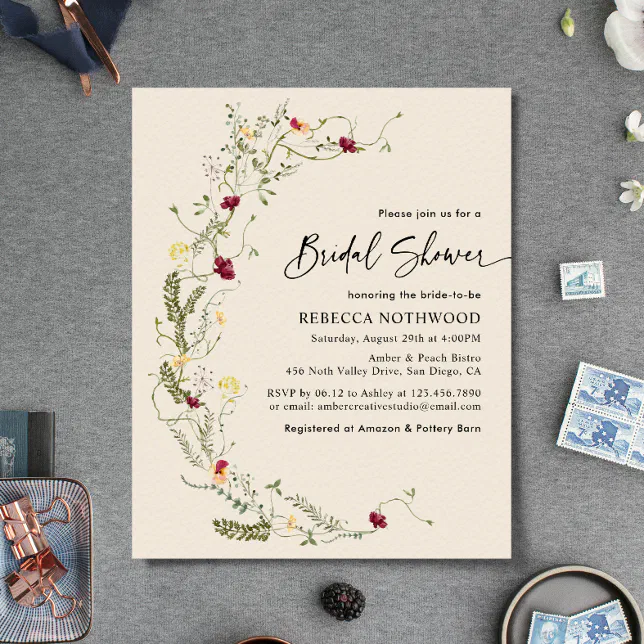 Budget Rustic Wildflower Bridal Shower Invitation Zazzle