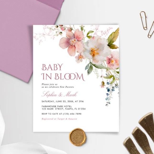 Budget Rustic Wildflowers Baby In Bloom Invitation (Creator Uploaded)