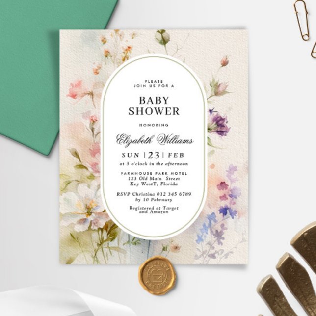 Budget Rustic Wildflowers Baby Shower Invitation (Creator Uploaded)