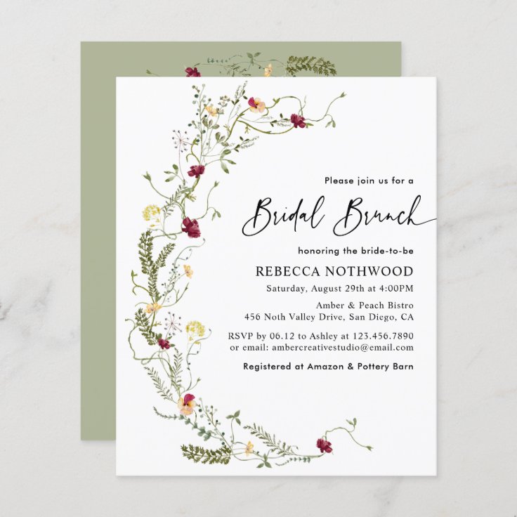 Budget Rustic Wildflowers Bridal Brunch Invitation Zazzle