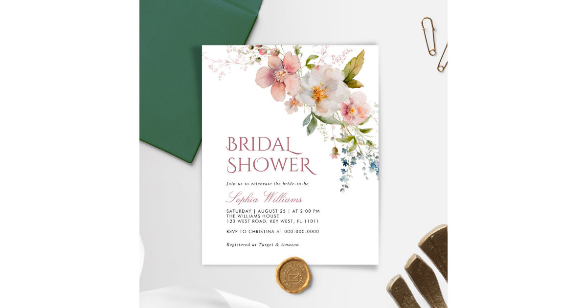 Budget Rustic Wildflowers Bridal Shower Invitation Zazzle