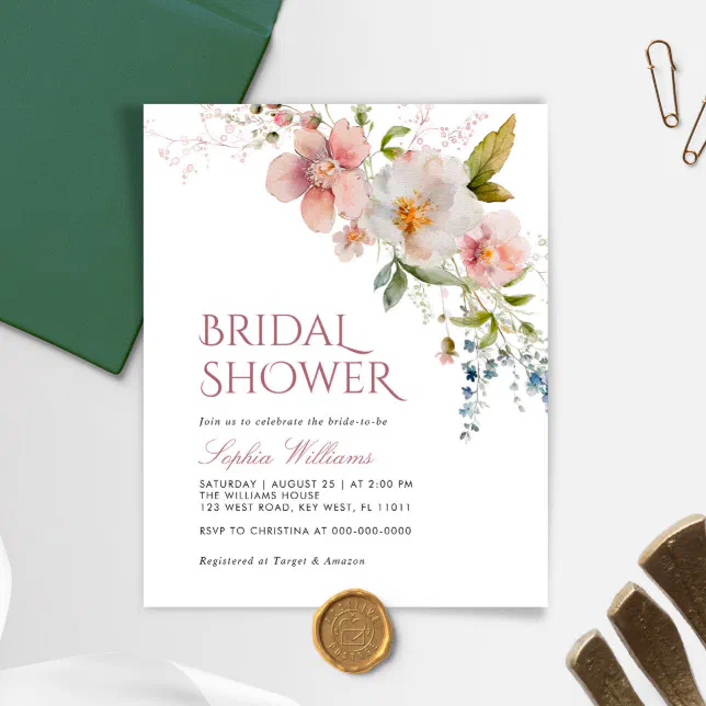 Budget Rustic Wildflowers Bridal Shower Invitation Zazzle