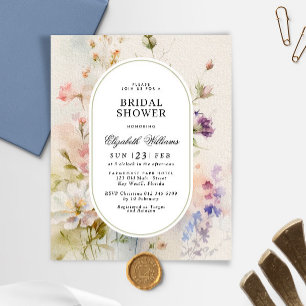 Budget Rustic Wildflowers Bridal Shower Invitation