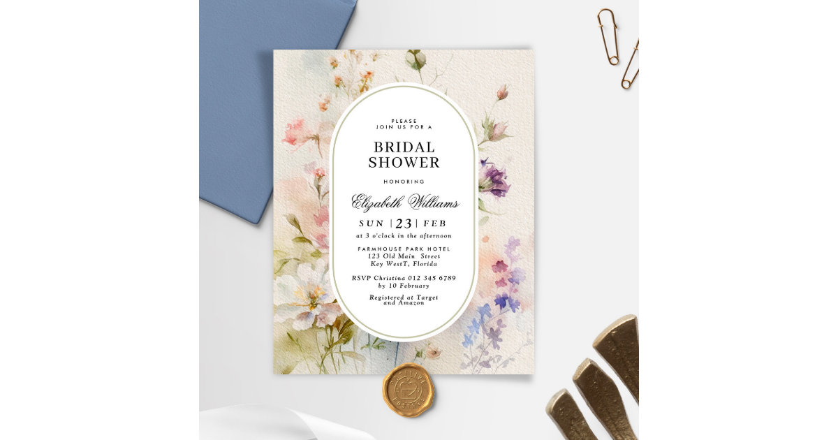 Budget Rustic Wildflowers Bridal Shower Invitation Zazzle