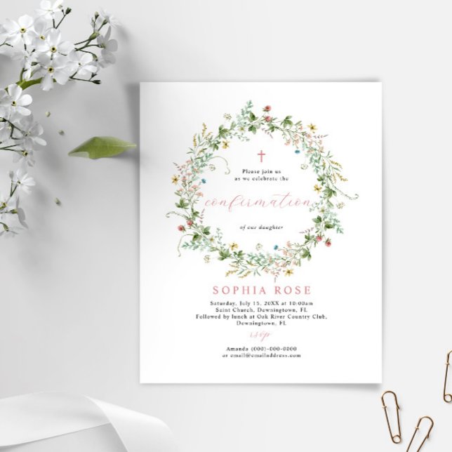 Budget Rustic Wildflowers Confirmation Invitation (Creator Uploaded)