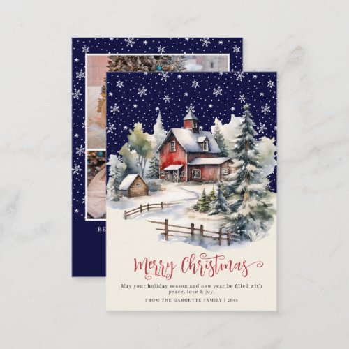 Budget  Rustic Winter 3 Photo Merry Christmas Note Card