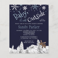 Budget rustic winter boy baby shower invitation