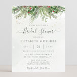 Budget Rustic Winter Greenery Bridal Shower Invite<br><div class="desc">Beautiful affordable bridal shower invitations featuring hand-painted botanical watercolor illustrations of winter greenery,  pine and spruce branches,  cones and holly berries. Perfect choice for winter or Christmas holiday themed weddings.</div>