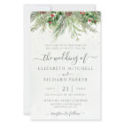 Budget Rustic Winter Greenery Wedding Invitation