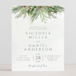 Budget Rustic Winter Greenery Wedding Invitation<br><div class="desc">Beautiful affordable wedding invitations featuring hand-painted botanical watercolor illustrations of winter greenery,  pine and spruce branches,  cones and holly berries. Perfect choice for winter or Christmas holiday themed weddings.</div>