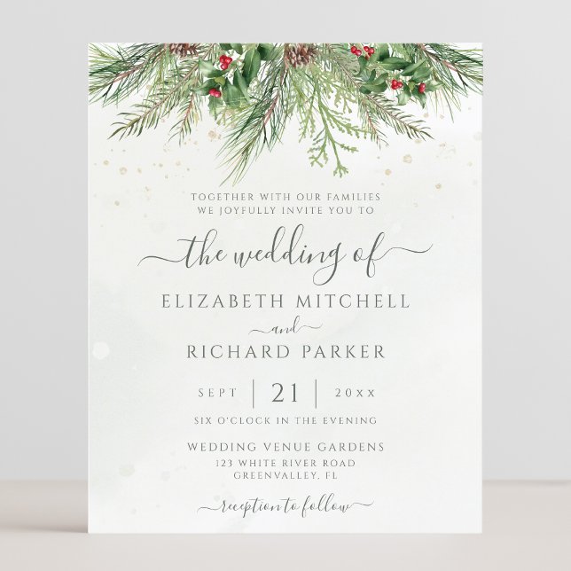Budget Rustic Winter Greenery Wedding Invitation (Creator Uploaded)