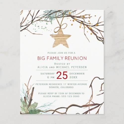 Budget rustic winter holiday party invitation
