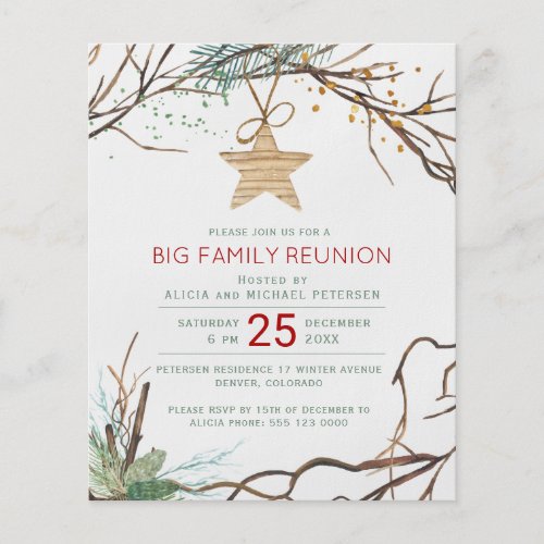 Budget rustic winter holiday party invitation flyer
