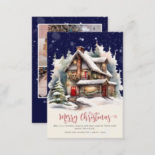 Budget Rustic Winter Photo Merry Christmas Note Card