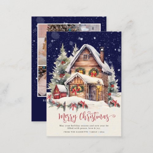 Budget Rustic Winter Photo Merry Christmas Note Card