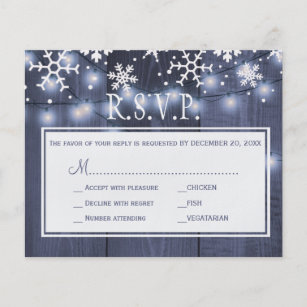 Budget rustic winter wedding rsvp card flyer