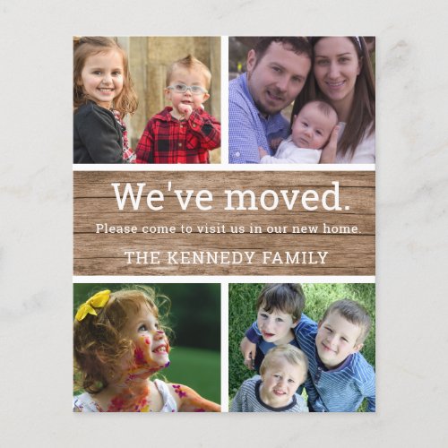 Budget Rustic Wood 4 Photo Moving Announcement