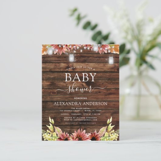Budget Rustic Wood Autumn Sunflowers Baby Shower (Standing Front)