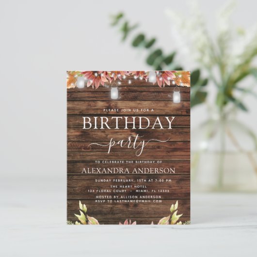Budget Rustic Wood Autumn Sunflowers Birthday (Standing Front)