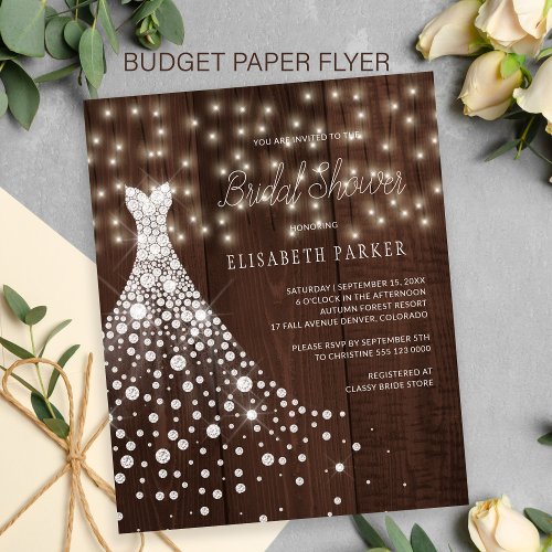 Budget rustic wood bridal shower invitation flyer
