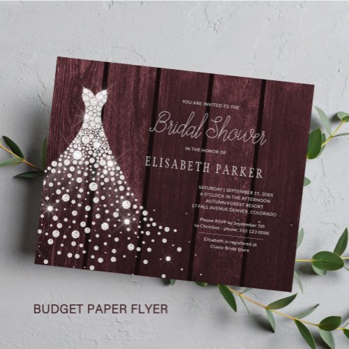 Budget rustic wood bridal shower invitation flyer