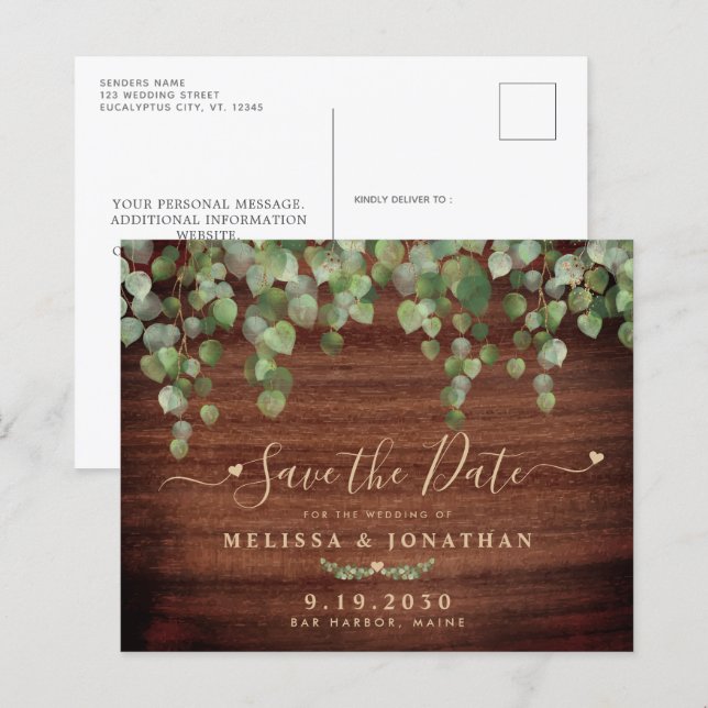 Budget Rustic Wood Country Wedding Save The Date (Front/Back)