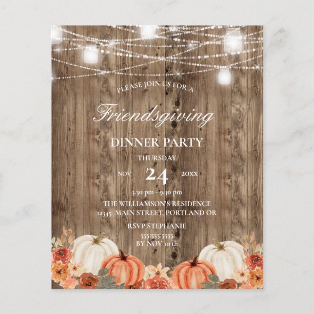 Budget Rustic Wood Floral Friendsgiving Dinner (Front)