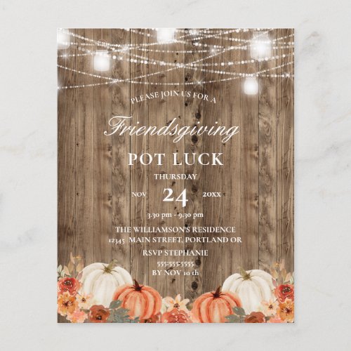 Budget Rustic Wood Floral Friendsgiving Pot Luck