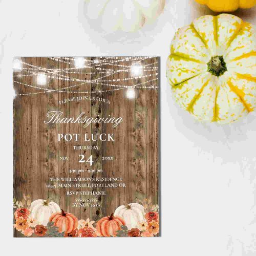 Budget Rustic Wood Floral Thanksgiving Pot Luck