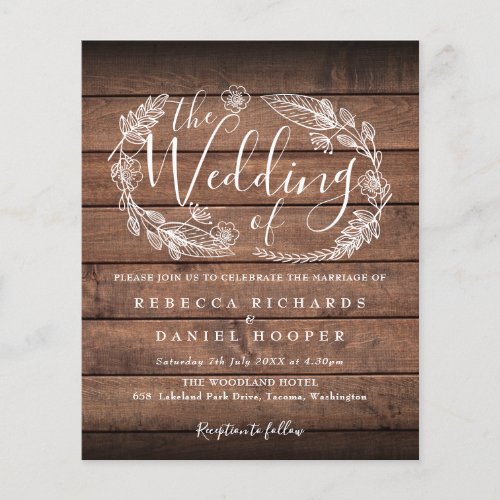 Budget Rustic Wood Foliage Wedding Invitation