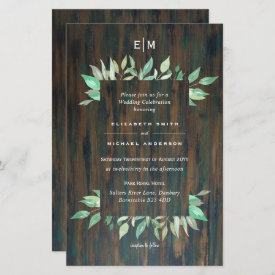 BUDGET Rustic Wood Greenery Wedding Invitations A9