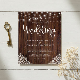 Budget Rustic Wood Lace String Lights Wedding