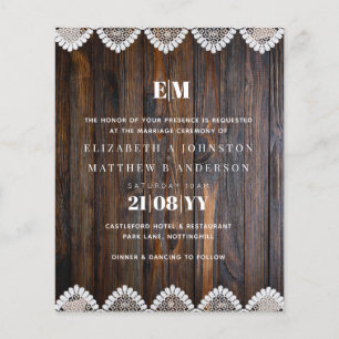 BUDGET Rustic Wood Lace Wedding Invitation