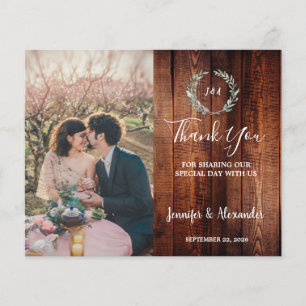 Budget rustic wood photo Thank you wedding Flyer