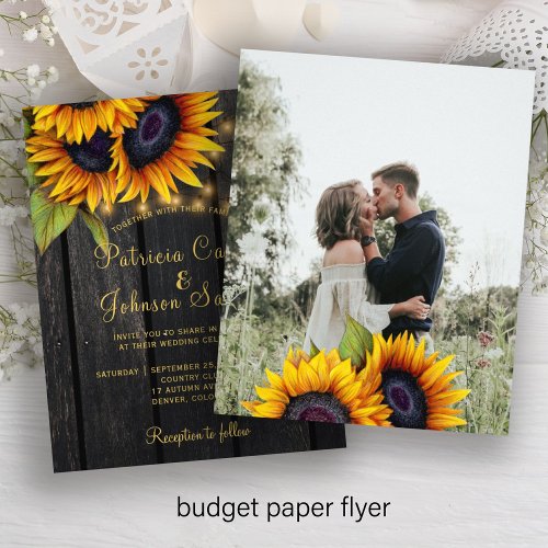 Budget rustic wood PHOTO wedding invitation flyer