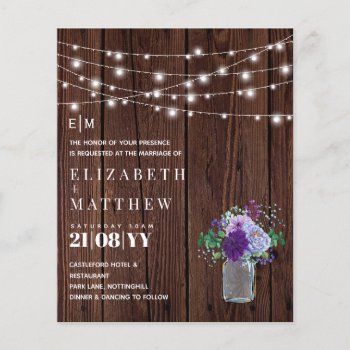 Budget Rustic Wood Purple Mint Wedding Invites
