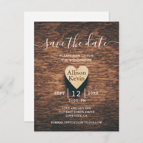 Budget Rustic Wood Save The Date Fall Wedding  Note Card