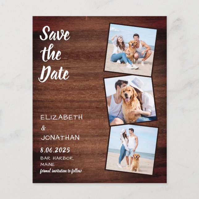 Budget Rustic Wood Save The Date Photos Wedding  (Front)