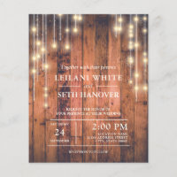 Budget Rustic Wood String Lights Wedding Invite