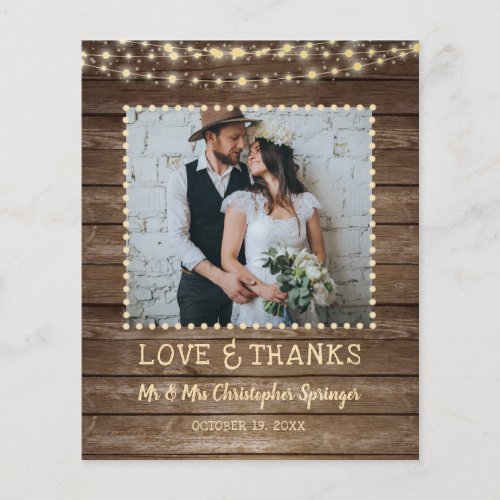 Budget Rustic Wood String Lights Wedding Thank You