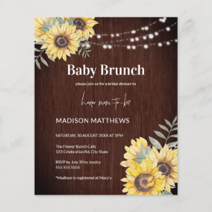 Budget Rustic Wood Sunflower Baby Shower Invite Flyer