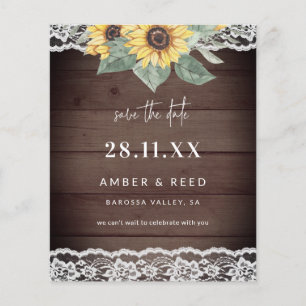 Budget Rustic Wood Sunflower & Lace Save The Date