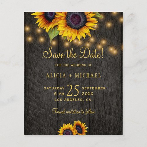 Budget rustic wood wedding save the date postcard
