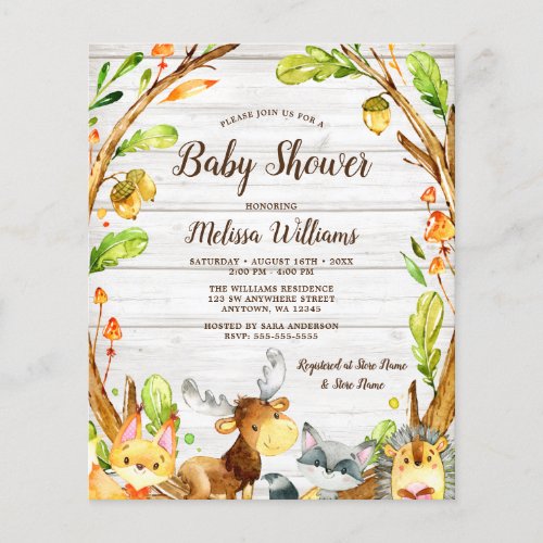 Budget Rustic Woodland Animals Baby Shower