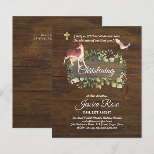 BUDGET Rustic Woodland Christening Invite Baptism 