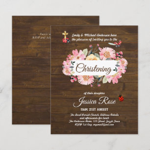 BUDGET Rustic Woodland Christening Invite Baptism 